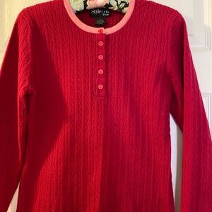 Style & Co. Red Crew Neck Sweater with Ribbed Texture